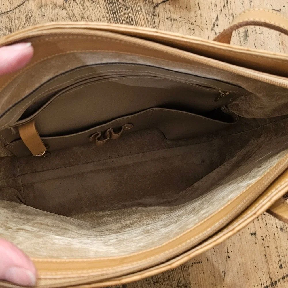 BRAHMIN Woven Leather Tote Tan Satchel Purse Classic‎ American Heritage